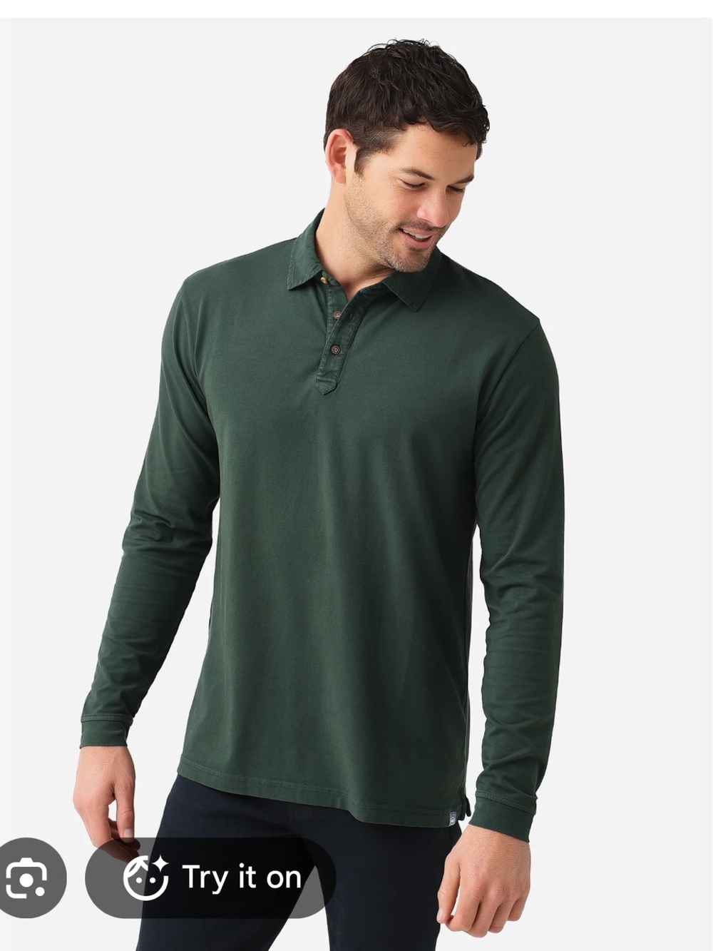 Peter Millar Long-Sleeve Polo in Lava washed Deep Green